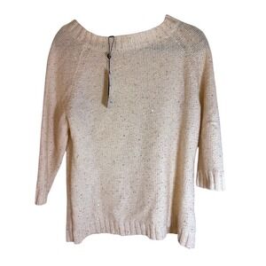NWT‎ Talbots Wool Blend Sequin Sweater Cozy Women's X Ivory/Cream